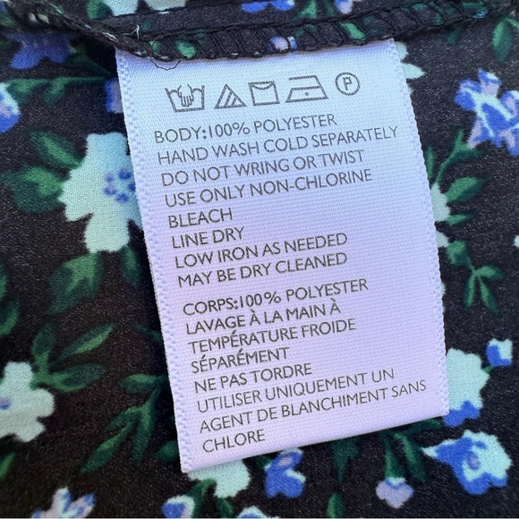 Kimchi Blue Sheer Floral Dress in Blue and black ditzy flower pattern Size Small - Picture 6 of 8